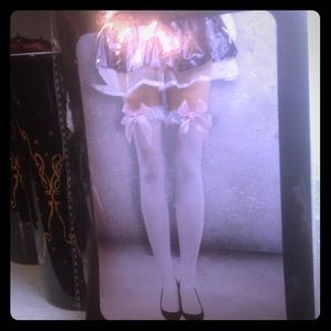 Pink and white ribbon stockings